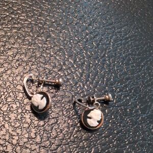Elegant Silver and White Cameo Earrings